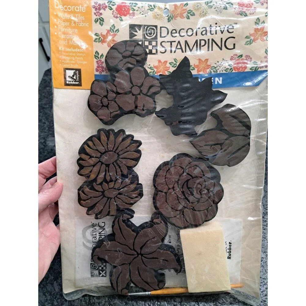 Vintage Rubber Stampede Decorative Stamping Kit Spring Garden Floral NOS